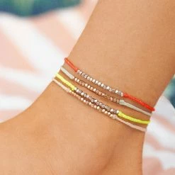 Pura Vida Bracelets Faceted Metal Bead Anklet