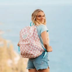 Pura Vida Bracelets Pink Checkered Classic Backpack