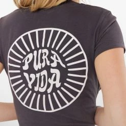 Pura Vida Bracelets PV Sun Logo Crop Tee Clothing