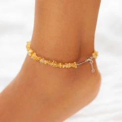 Pura Vida Bracelets Citrine Gemstone Chip Anklet Best Sellers