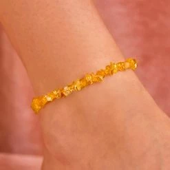 Pura Vida Bracelets Citrine Gemstone Chip Anklet Best Sellers