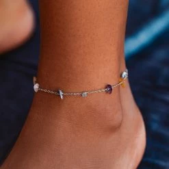 Pura Vida Bracelets Rainbow Chip Chain Anklet Best Sellers