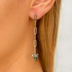 Pura Vida Bracelets Shark Tooth Chain Earrings