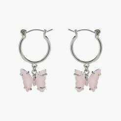 Pura Vida Bracelets Best Sellers Engraved Stone Butterfly Hoop Earrings