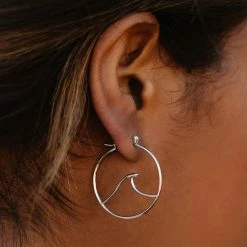 Pura Vida Bracelets Large Wave Hoop Earrings