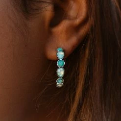 Pura Vida Bracelets Delicate Gemstone Hoop Earrings