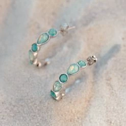 Pura Vida Bracelets Delicate Gemstone Hoop Earrings