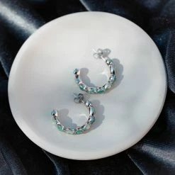 Pura Vida Bracelets Delicate Gemstone Hoop Earrings