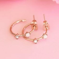 Pura Vida Bracelets Opal Hoop Earrings