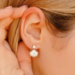 Pura Vida Bracelets Mermaid Shell Earrings