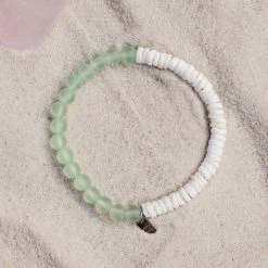 Pura Vida Bracelets Puka Shell & Frosted Bead Stretch Bracelet Best Sellers