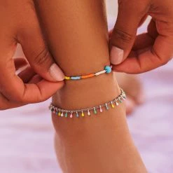 Pura Vida Bracelets Enamel Droplet Chain Anklet Best Sellers