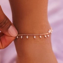 Pura Vida Bracelets Floating Gemstone Anklet