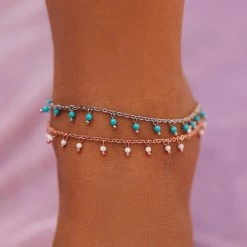 Pura Vida Bracelets Floating Gemstone Anklet