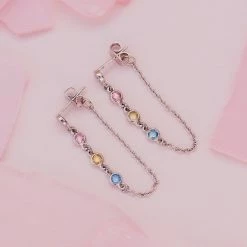 Pura Vida Bracelets Pastel Gemstone Chain Drop Earrings Best Sellers