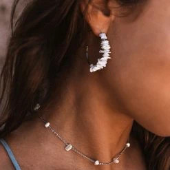 Pura Vida Bracelets Mother Of Pearl Chip Hoop Earrings Best Sellers