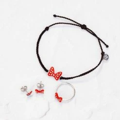 Disney Minnie Mouse Red Enamel Bow Charm Bracelet Disney Collection