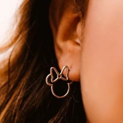 Disney Collection Disney Minnie Mouse Head Hoop Earrings