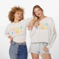 Pura Vida Bracelets Rainbow Wave Long Sleeve Boxy Tee