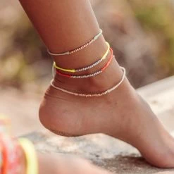 Pura Vida Bracelets Faceted Metal Bead Anklet
