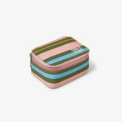 Pura Vida Bracelets Mini Pink And Green Striped Jewelry Case
