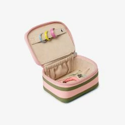 Pura Vida Bracelets Mini Pink And Green Striped Jewelry Case