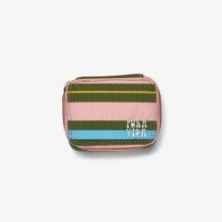 Pura Vida Bracelets Mini Pink And Green Striped Jewelry Case