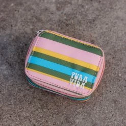 Pura Vida Bracelets Mini Pink And Green Striped Jewelry Case