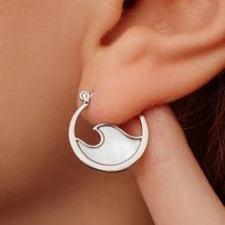 Pura Vida Bracelets Mother Of Pearl Mini Wave Hoop Earrings Best Sellers