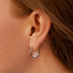 Pura Vida Bracelets Mother Of Pearl Mini Wave Hoop Earrings Best Sellers