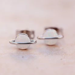 Pura Vida Bracelets Opal Saturn Stud Earrings