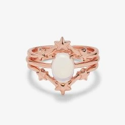 Pura Vida Bracelets Moonstone Stars Ring Stack