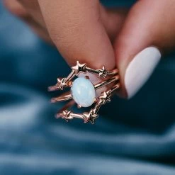 Pura Vida Bracelets Moonstone Stars Ring Stack