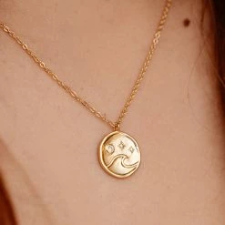 Pura Vida Bracelets Crystal Wave Coin Necklace