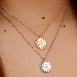Pura Vida Bracelets Crystal Wave Coin Necklace
