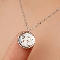 Pura Vida Bracelets Crystal Wave Coin Necklace