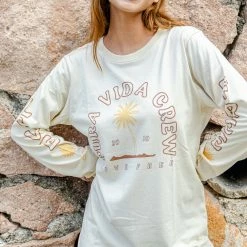 Pura Vida Bracelets Palm Long Sleeve Crew Tee Clothing