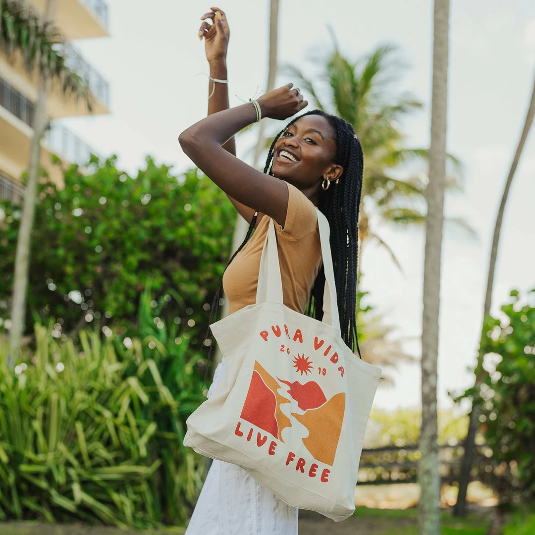 Best Sale ✨ Pura Vida Bracelets Live Free Canvas Tote Best Sellers 🥰 4 Pura Vida Bracelets Live Free Canvas Tote Best Sellers