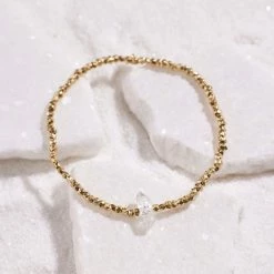 Demi Fine Herkimer Stretch Bead Bracelet