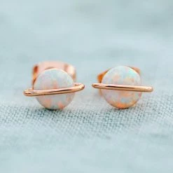 Pura Vida Bracelets Opal Saturn Stud Earrings