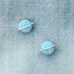 Pura Vida Bracelets Opal Saturn Stud Earrings