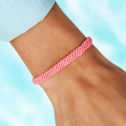 Pura Vida Bracelets Pink Half Flat Woven Bracelet