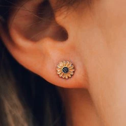 Spring 2020 Enamel Sunflower Stud Earrings