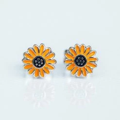 Spring 2020 Enamel Sunflower Stud Earrings