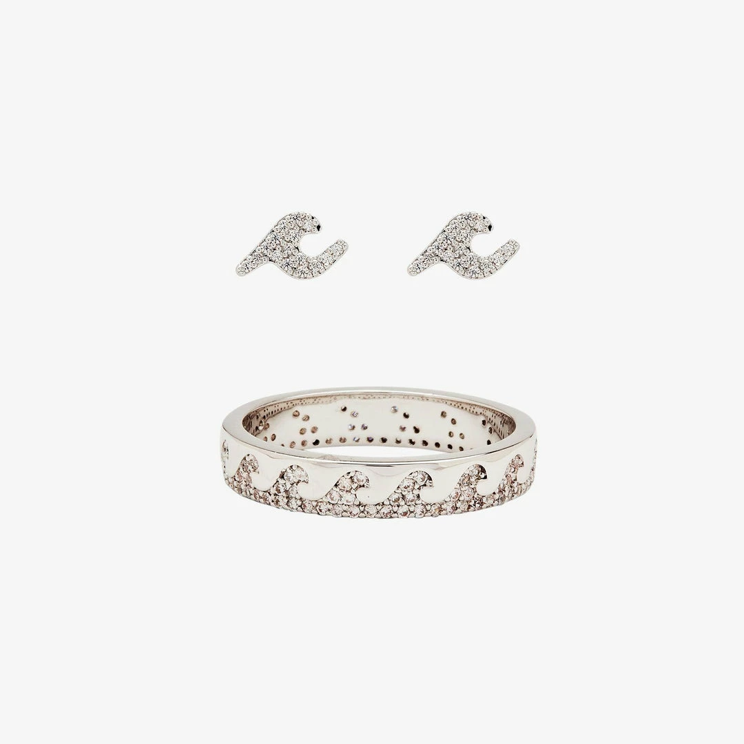 Buy π Pura Vida Bracelets Best Sellers Crystal Wave Earring & Ring Set π 3 Pura Vida Bracelets Best Sellers Crystal Wave Earring & Ring Set