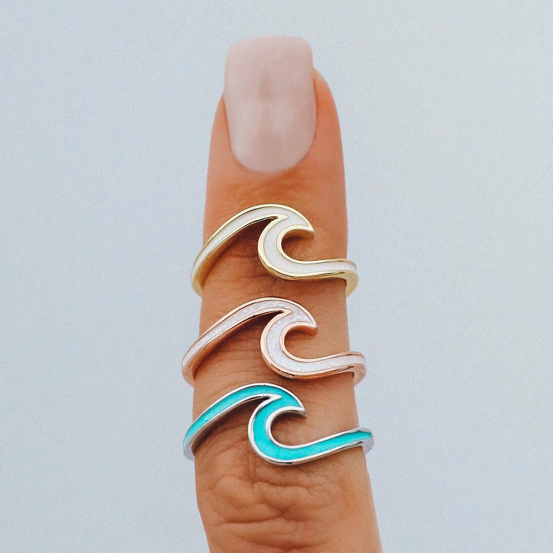 Cheap ❤️ Pura Vida Bracelets Enamel Wave Ring 🌟 12 Pura Vida Bracelets Enamel Wave Ring
