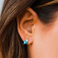 Promo π Pura Vida Bracelets Turquoise & Moonstone Stud Earrings βοΈ 8 Pura Vida Bracelets Turquoise & Moonstone Stud Earrings