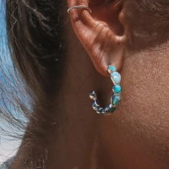 Pura Vida Bracelets Delicate Gemstone Hoop Earrings