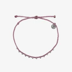 Pura Vida Bracelets Silver Stitched Beaded Anklet