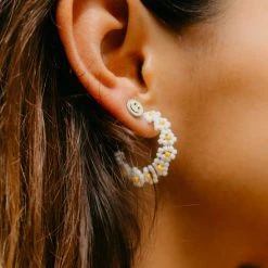 Spring 2021 Best Sellers Beaded Flower Hoop Earrings